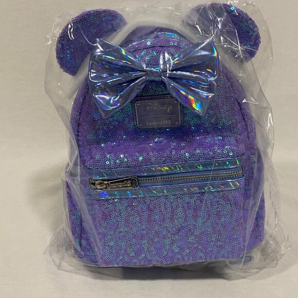 Loungefly Disney Minnie Mouse Exclusive Palm‎ Mini Backpack Sequins NWT - Picture 1 of 4